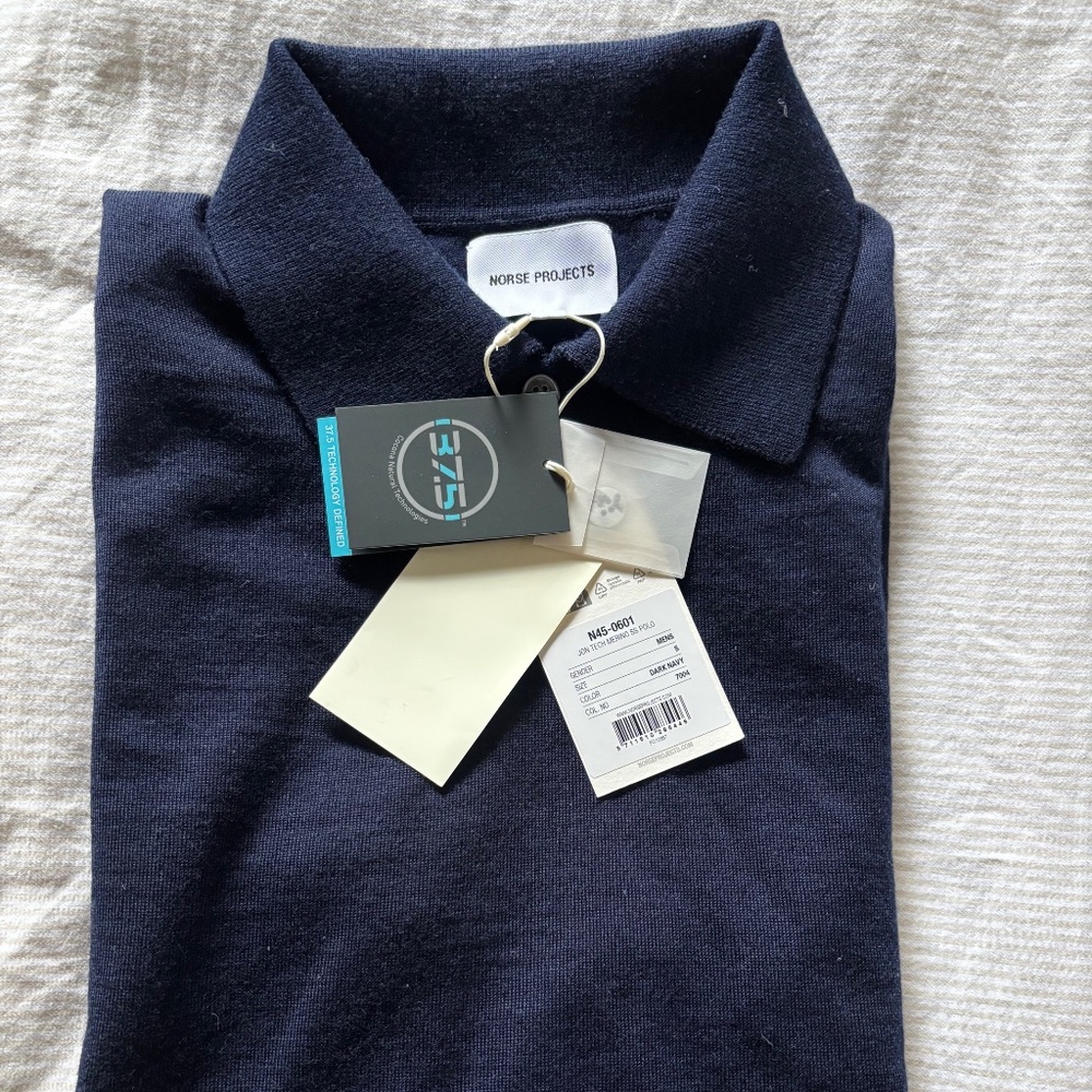 Norse Projects – Jon Tech Merino SS Polo – Dark Navy – Small